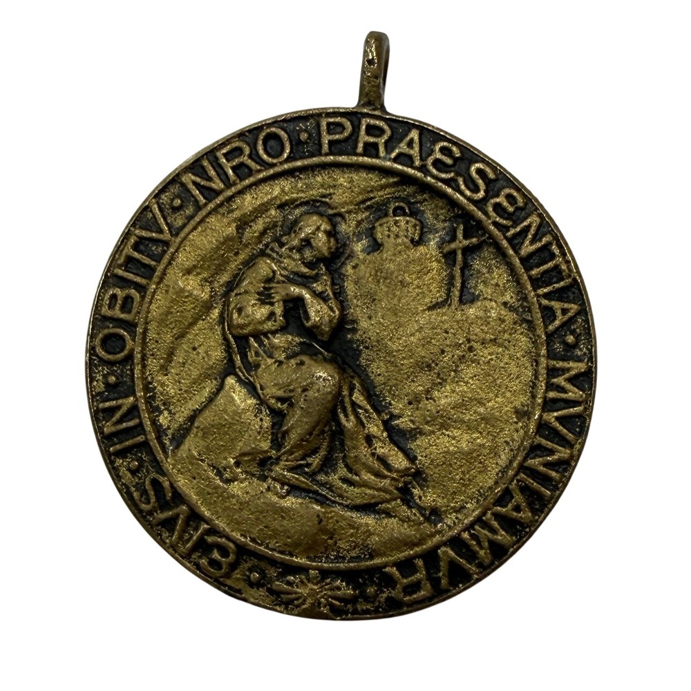 Vintage Saint Benedict Medal Pendant Bronze Tone